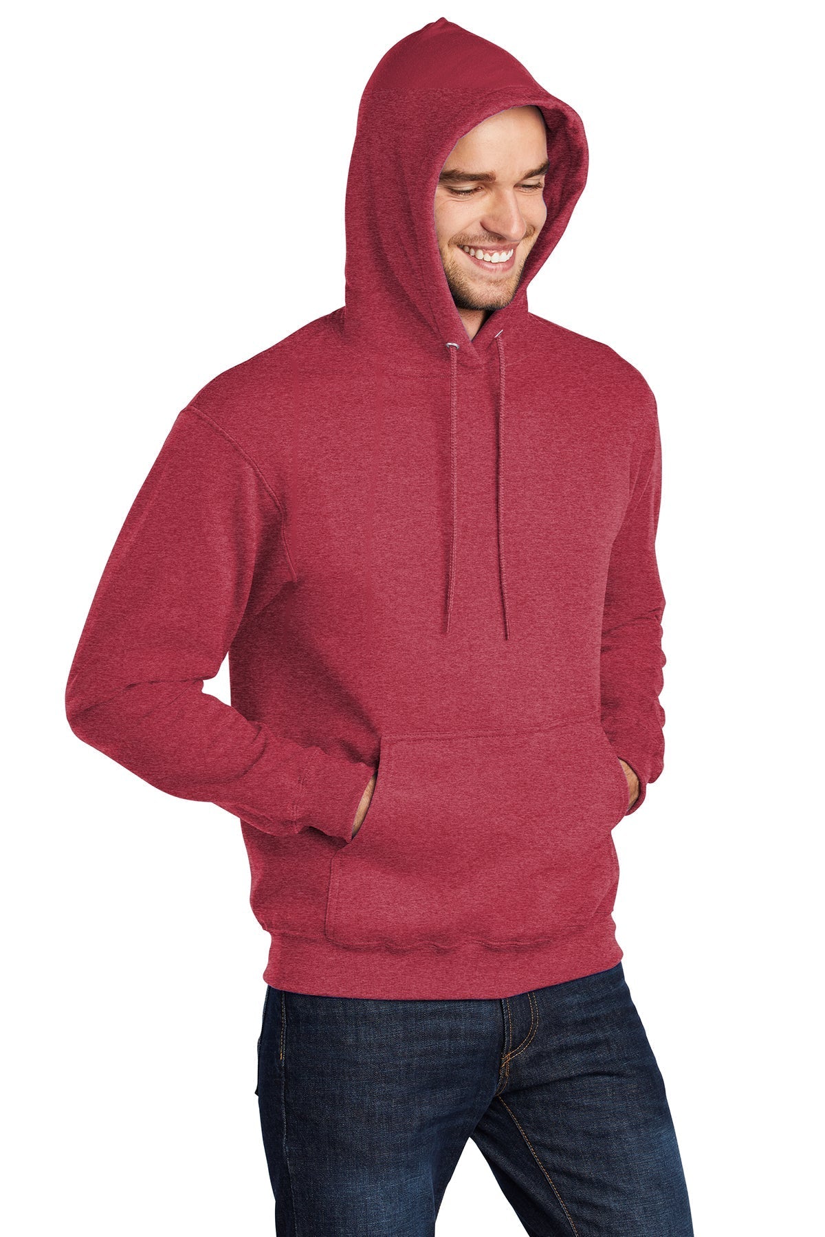 Core Fleece Pullover Hooded Sweatshirt (Youth and Adult) / Heather Red / VB United