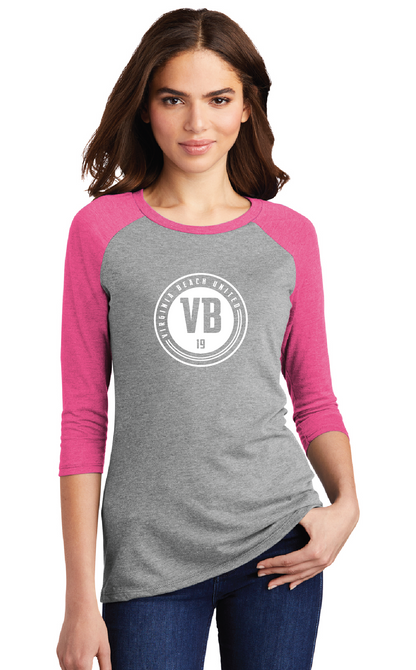 Women’s Perfect Tri 3/4-Sleeve Raglan / Fuchsia Frost / VB United