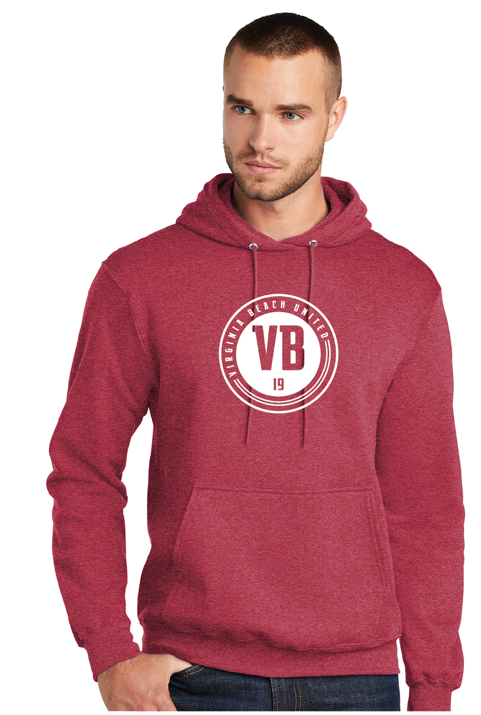 Core Fleece Pullover Hooded Sweatshirt (Youth and Adult) / Heather Red / VB United